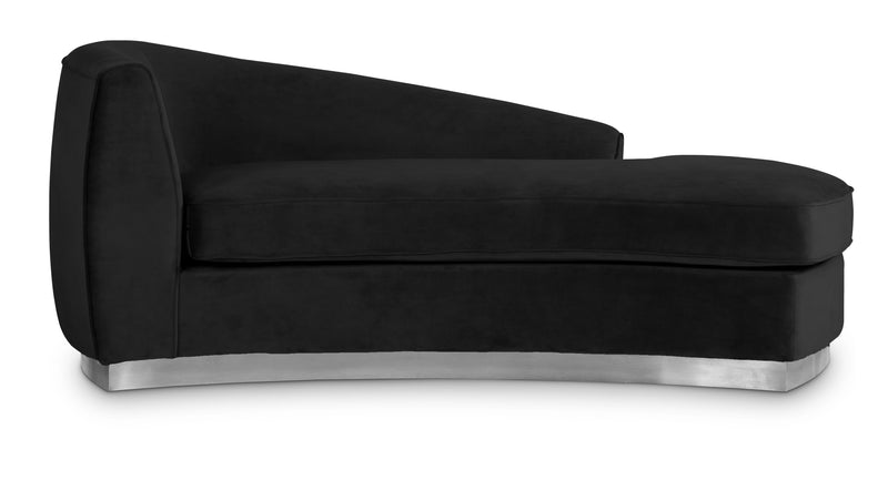 Meridian Furniture Julian Black Velvet Chrome Chaise