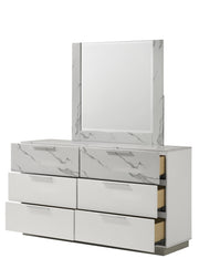 Galaxy Home Mist White Dresser and Mirror
