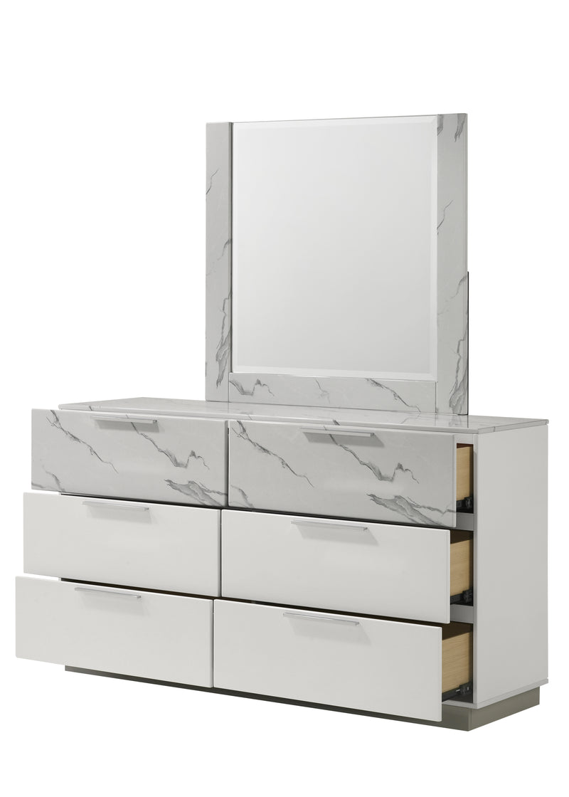 Galaxy Home Mist White Dresser and Mirror