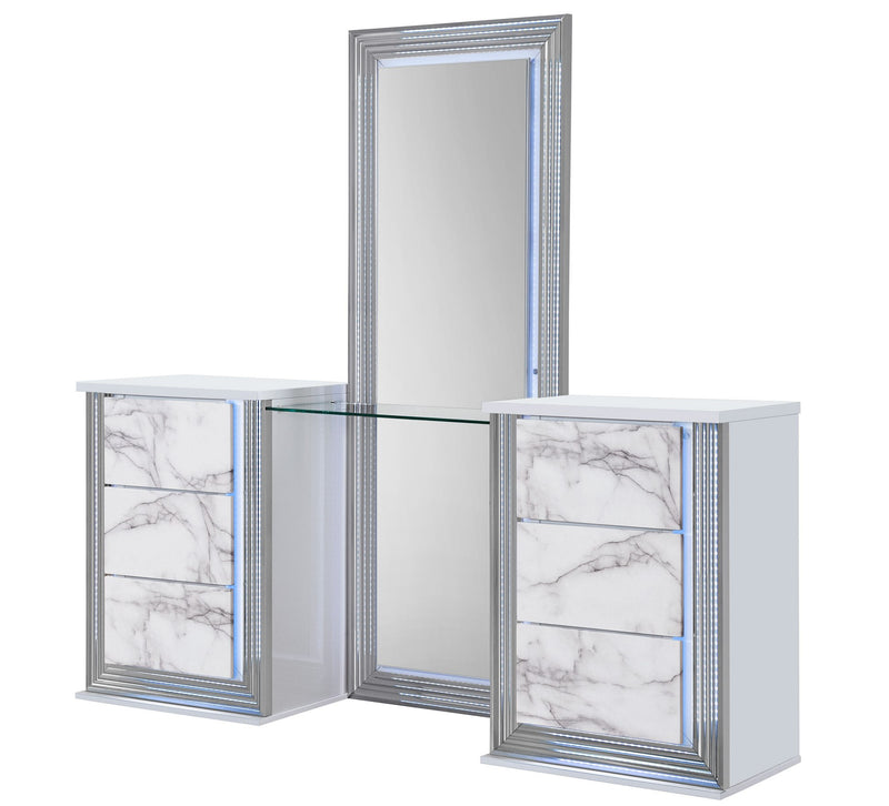 Global Furniture Ylime Light Grey White Vanity with LED