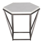 Steve Silver Corvus White Marble Top Hexagon End Table