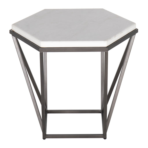 Steve Silver Corvus White Marble Top Hexagon End Table
