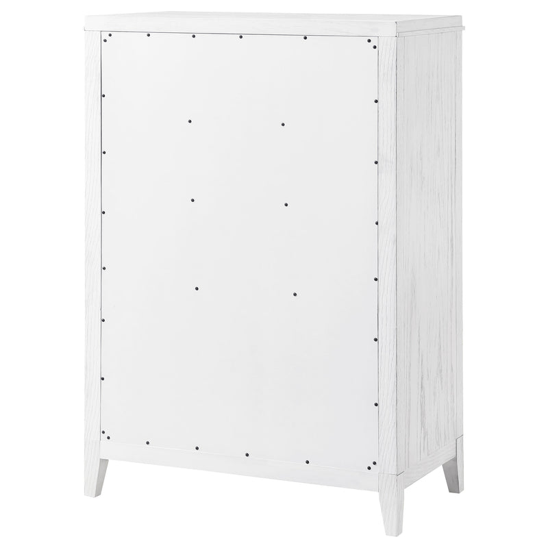 Coaster Furniture Marielle Distressed White 5 Drawer Chest