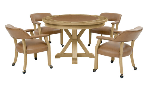 Steve Silver Rylie Camel Natural 5pc Dining Set with Game Top