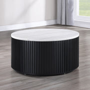 Steve Silver Colvin Brown White Marble 3pc Round Coffee Table Set