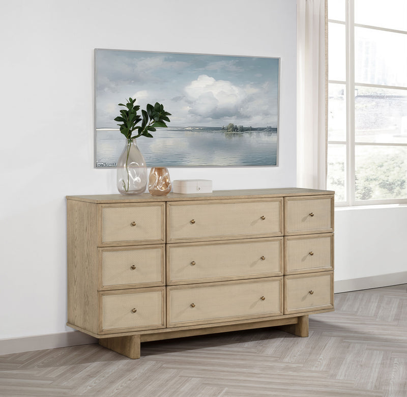 Coaster Furniture Kailani Beige Oak 9 Drawer Dresser