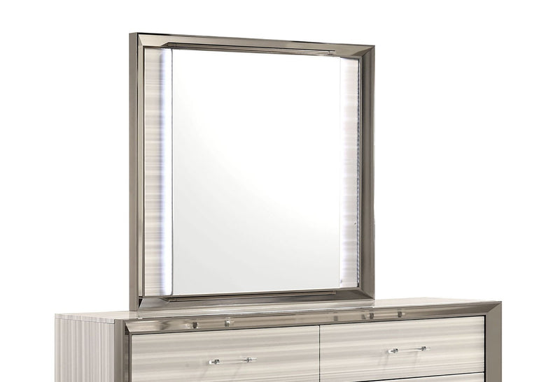 Global Furniture Zambrano White Mirror with LED