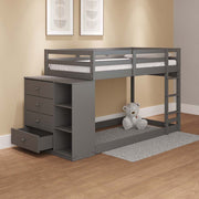 Acme Furniture Gaston Gray Twin Over Twin Bunk Bed with Cabinet