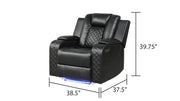 Galaxy Home Benz Black LED Power Reclining Chair