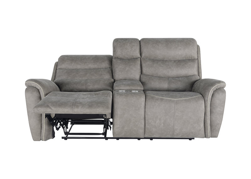 New Classic Furniture Kamari Gray Console Loveseat with Dual Recliners