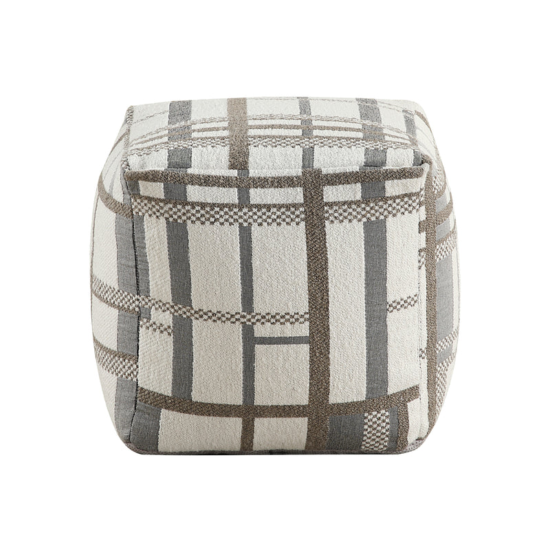 Home Elegance Easley Black White Fabric Square Pouf