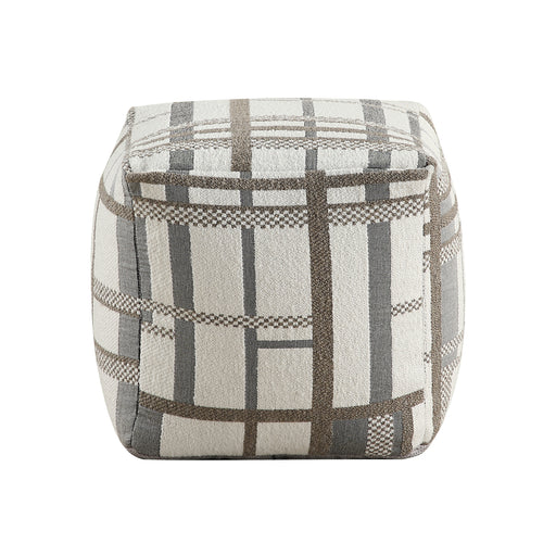 Home Elegance Easley Black White Fabric Square Pouf