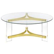 Coaster Furniture Janessa Clear Matte Brass 3pc Coffee Table Set