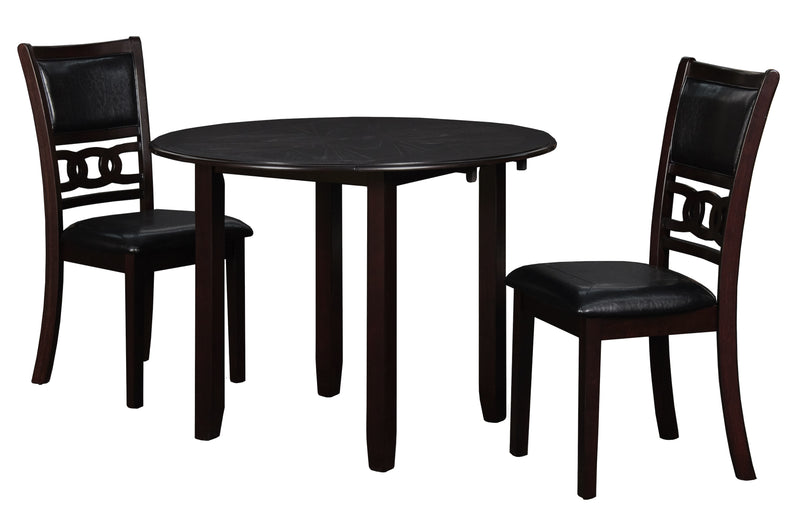 New Classic Furniture Gia Ebony PU 42 Inch 3pc Drop Leaf Dining Set