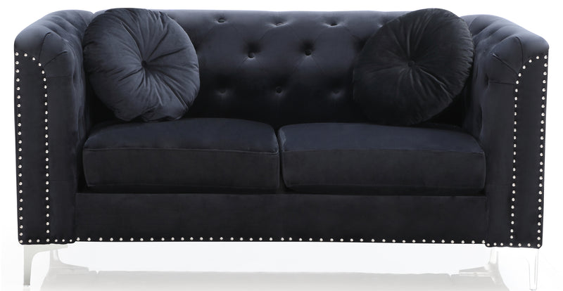 Glory Furniture Pompano Black Velvet Loveseat