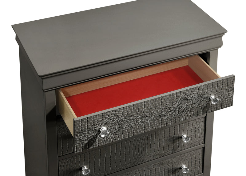 Galaxy Home Blaze Gray 5 Drawer Chest