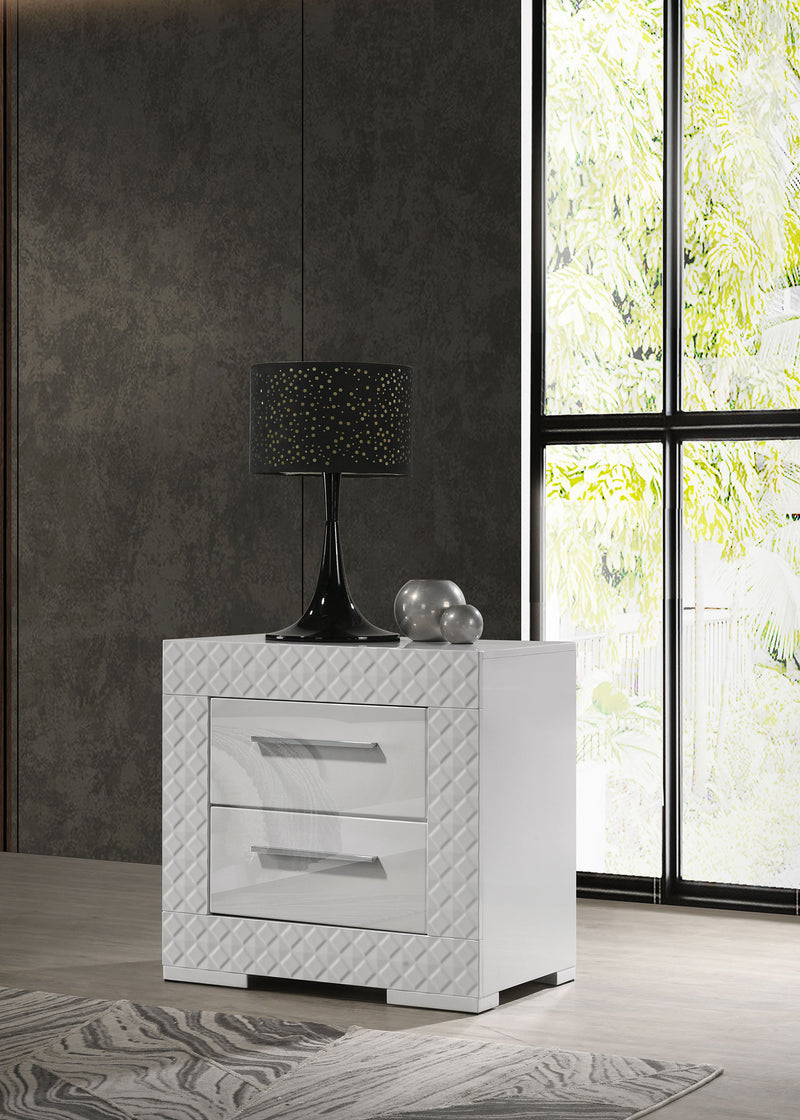 Coaster Furniture Ives White High Gloss Nightstand