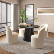 Acme Furniture Hollis Beige Engineered Stone Black 5pc Dining Room Set
