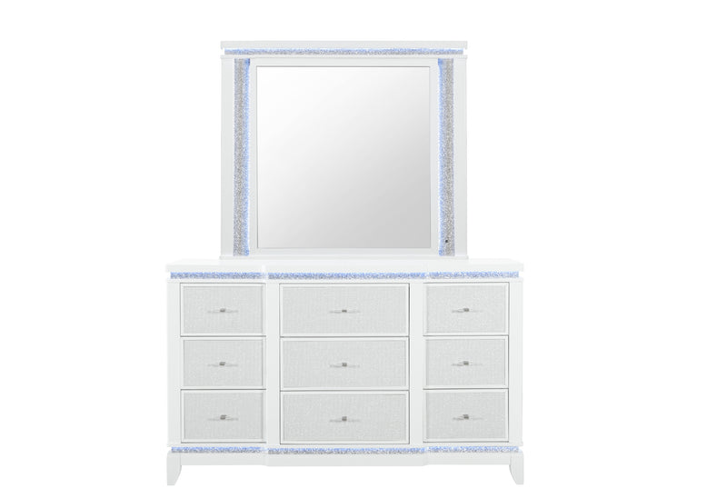Global Furniture Alina White Dresser with LED