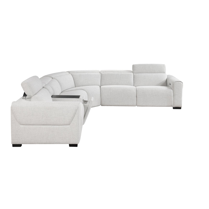 Home Elegance Mcpherson Beige 6pc Modular Power Reclining Sectional with Headrests