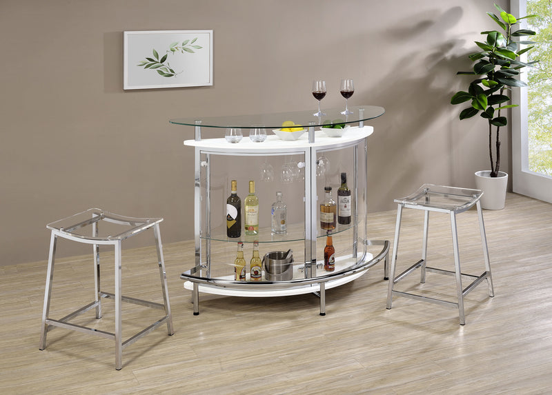 2 Coaster Furniture Jovani Clear Chrome Counter Height Bar Stools