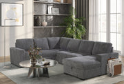 Global Furniture U2660 Grey Sectional with Pull Out
