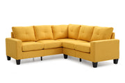 Glory Furniture Newbury Yellow Fabric Sectional with Ottoman
