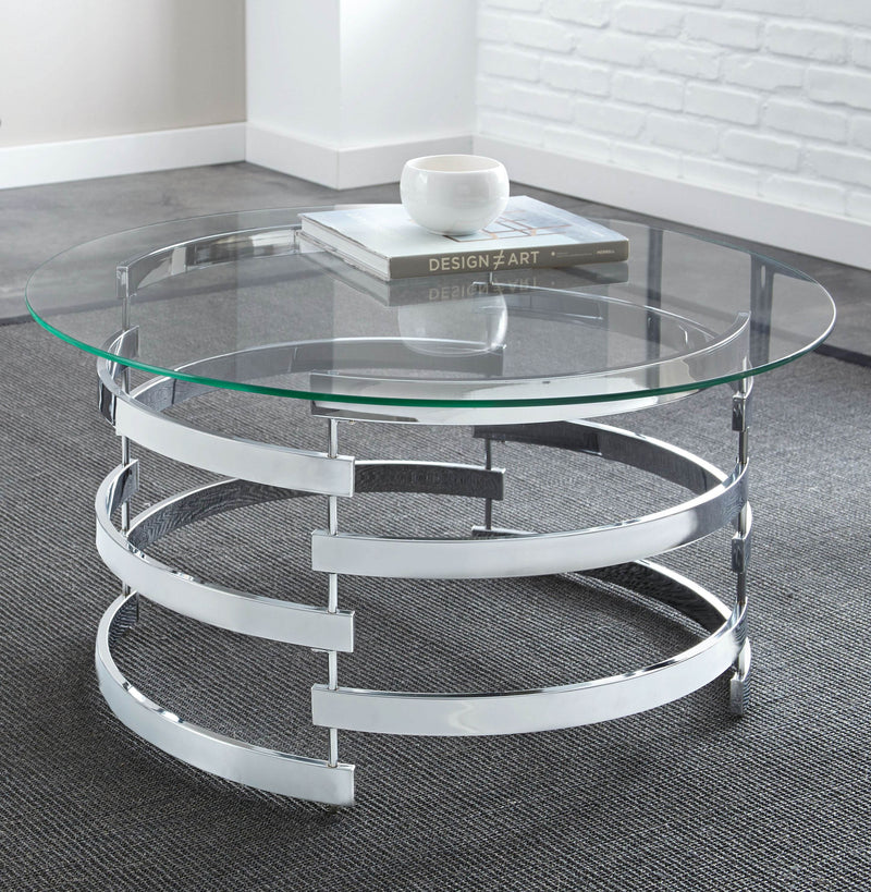 Steve Silver Tayside Clear Chrome Cocktail Table