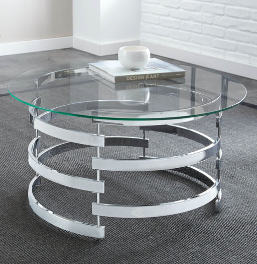 Steve Silver Tayside Clear Chrome Cocktail Table