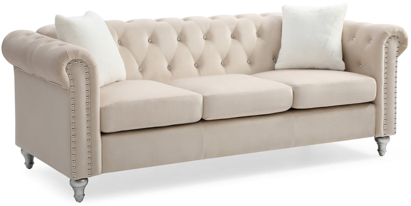 Glory Furniture Raisa Beige Velvet Sofa