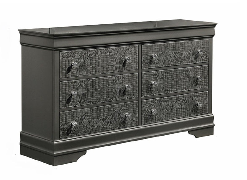 Galaxy Home Blaze Gray 6 Drawer Dresser and Mirror