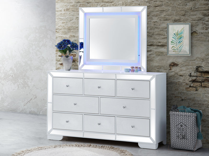 Glory Furniture Hollywood Hills Silver Champagne Dresser And Mirror