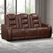 New Classic Furniture Chester Brown Reclining Sofa with Power Headrest Footrest