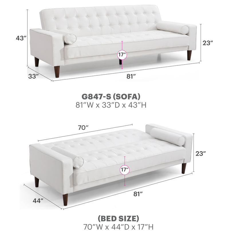 Glory Furniture Andrews White Sofa Bed