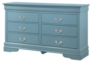 Glory Furniture Louis Phillipe Teal 6 Drawers Dresser