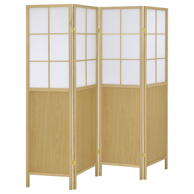 Coaster Furniture Edwards Natural Beige 4 Panel Room Divider Folding Shoji Screen