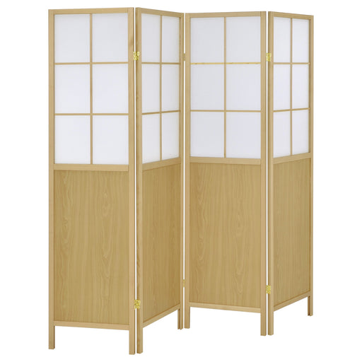 Coaster Furniture Edwards Natural Beige 4 Panel Room Divider Folding Shoji Screen
