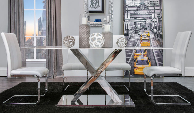 Global Furniture D1274 Light Grey White 5pc Dining Room Set