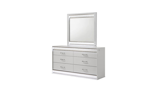 Galaxy Home Glam White Dresser and Mirror