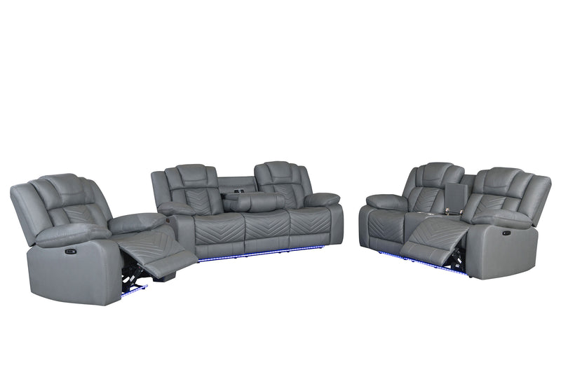 Global Furniture U7068 Grey Power Recliner with LED