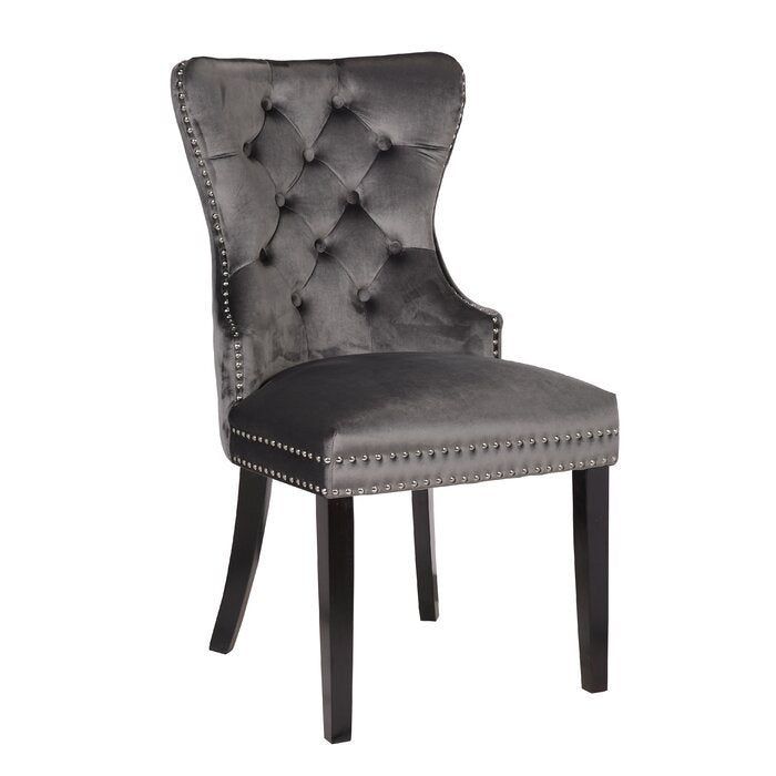 2 Galaxy Home Erica Dark Gray Wood Dining Chairs