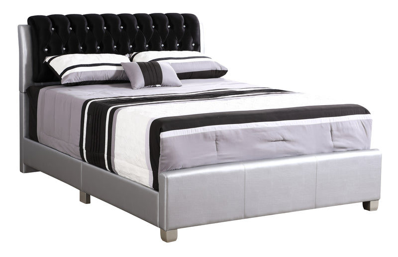 Glory Furniture Marilla Silver Faux Leather King Bed