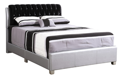 Glory Furniture Marilla Silver Faux Leather King Bed
