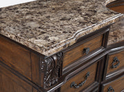 Crown Mark Stanley Coffee Brown Dresser and Mirror