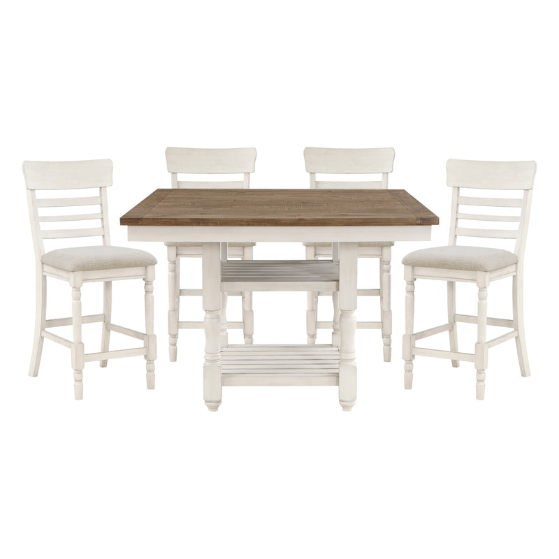 Home Elegance Alburgh Brown Gray White 5pc Dining Room Set