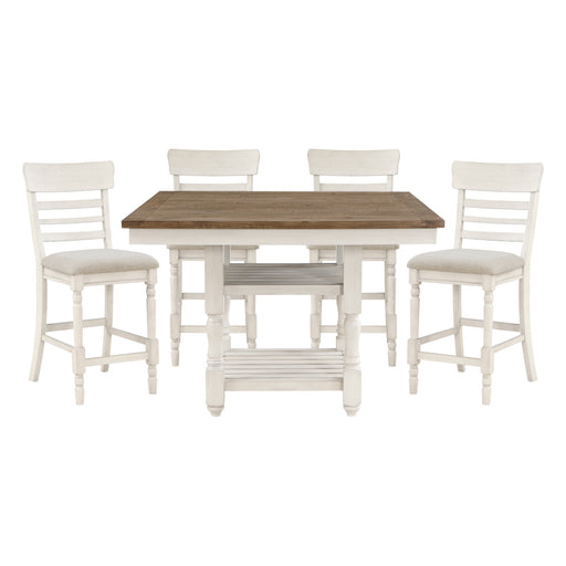 Home Elegance Alburgh Brown Gray White 5pc Dining Room Set