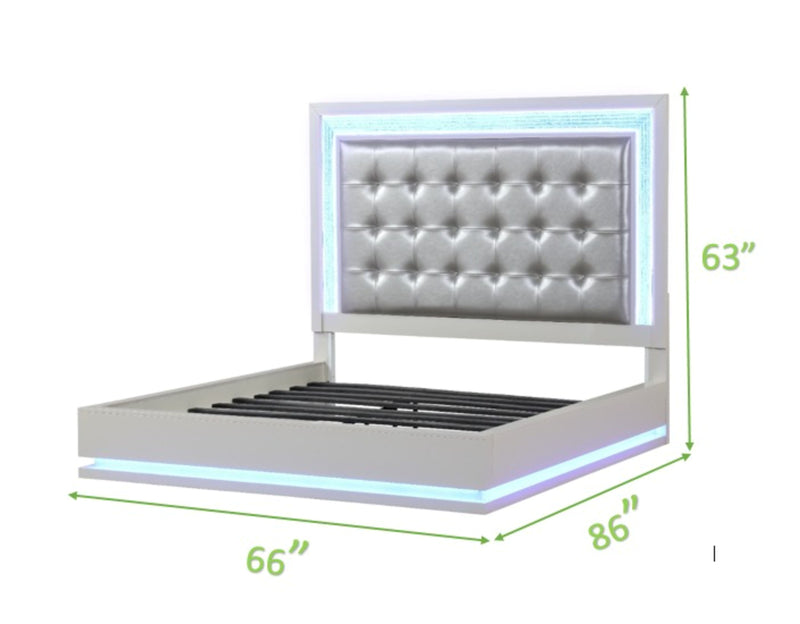 Galaxy Home Passion Milky White 5pc Queen Bedroom Set with Vanity Set