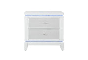 Global Furniture Alina White Nightstand with LED and USB
