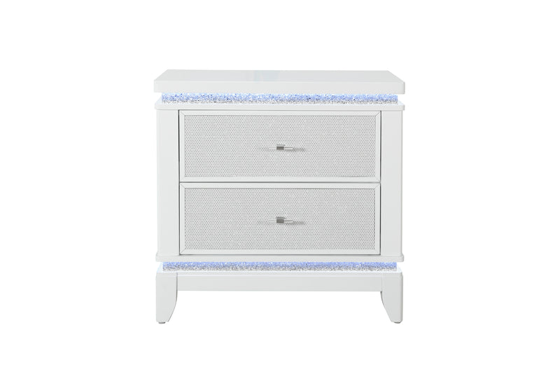 Global Furniture Alina White Nightstand with LED and USB