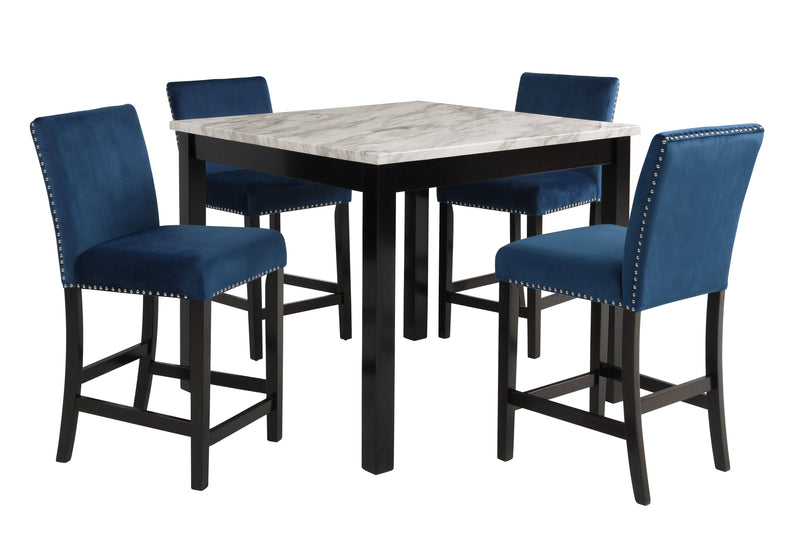 New Classic Furniture Celeste Blue 42 Inch 5pc Counter Height Set